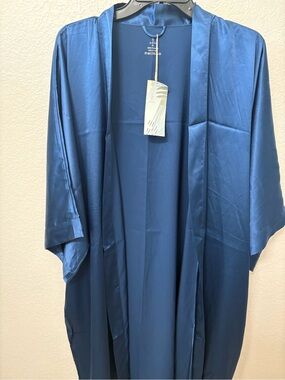 Women's Satin Robe in Royal Blue